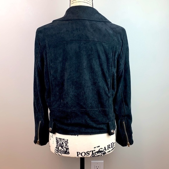 Olivaceous Black Faux Suede Moto Jacket - Picture 4 of 7